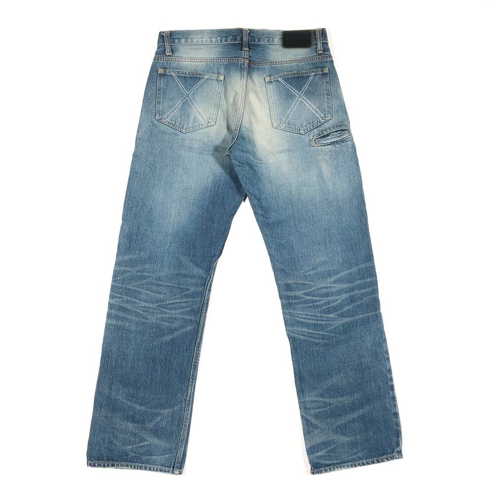 AW09 Original Fake KAWS Blue Denim Jeans Pants Size 2 US 30 Streetwear B7